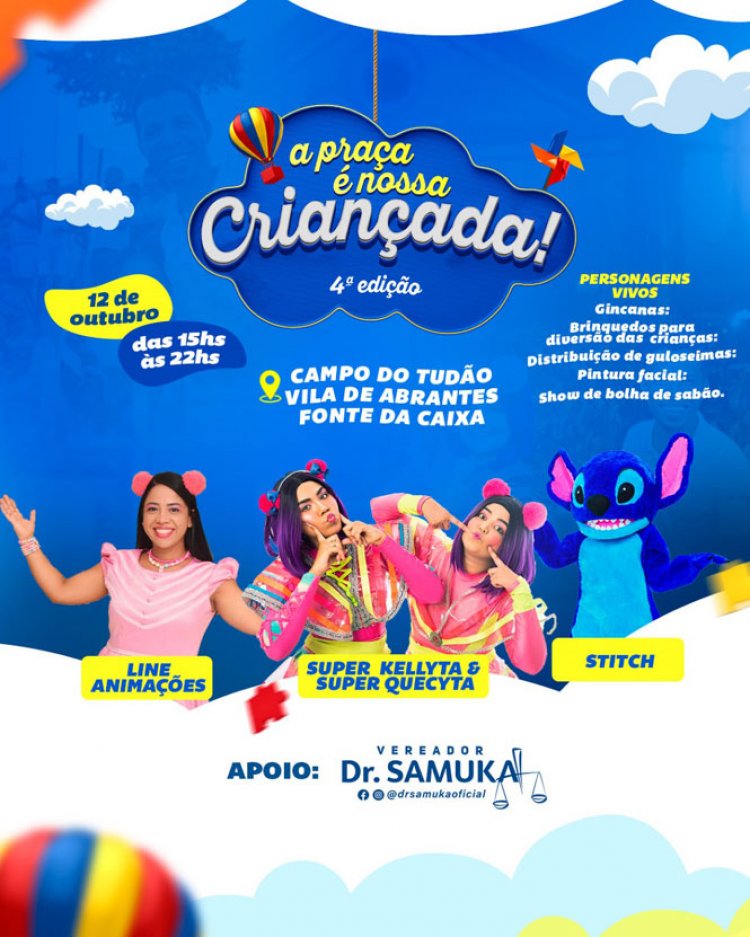 Vila de Abrantes recebe a 4ª edição do “A Praça é Nossa, Criançada” no Dia das Crianças